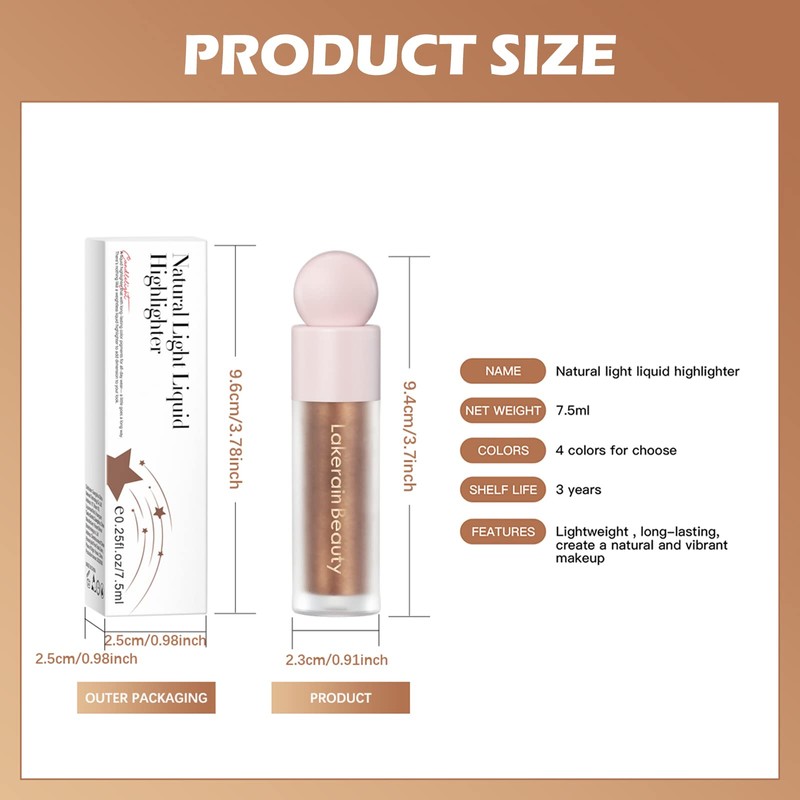 Erinde Liquid Highlighter Makeup, Face Highlighter Bronzer Makeup Stick, Natural