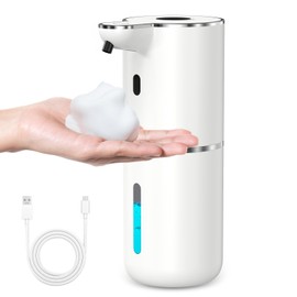 KeeKit Automatic Soap Dispenser, 380ml/12.8oz Touchless Foaming Soap Dispenser Rechargeable, Wall Mounted with 6-Level Adjust Automatic Soap Dispenserable Foam, IPX5 Waterproof, for Bathroom, Kitchen