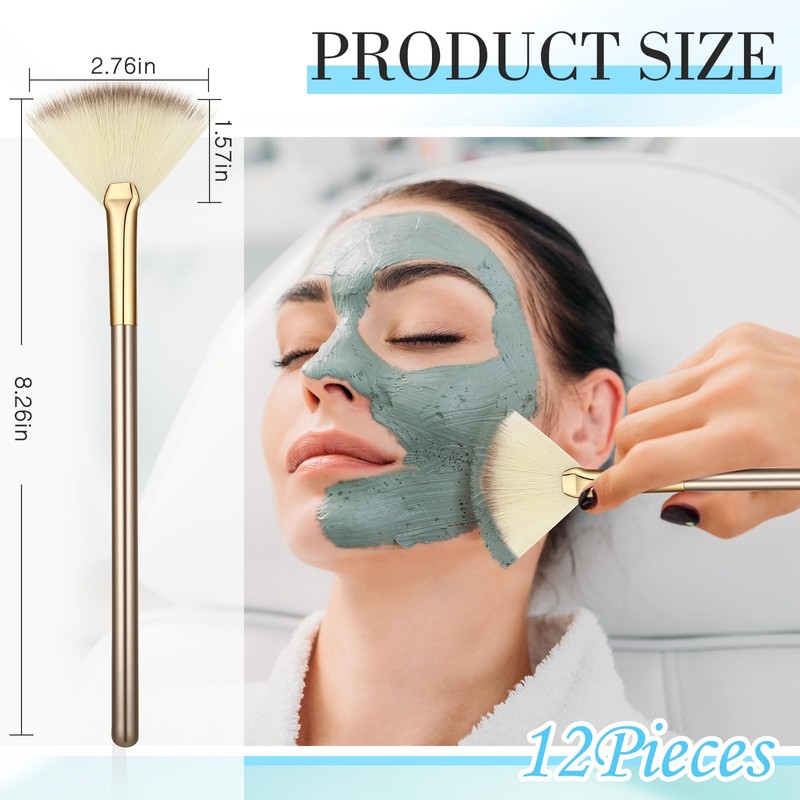 Ziliny 12 Pcs Soft Facial Fan Brush Blush Makeup Brush