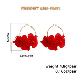 KBRPEY Earrings for Women Long Bohemian Flower Earrings Colourful Flower Drop Hoop Earrings Hypoallergenic Fashion Jewellery Gift for Women Girls Birthday Anniversary, Alloy Steel, Not applicable.