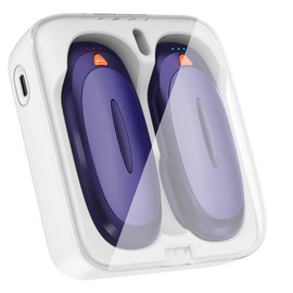 Tydse Hand Warmers Rechargeable with 10000mAh Charging Case, 2000mAh Portable Hand Warmers 2 Pack, Reusable Electric Pocket Heater for Hunting, Camping Gear, Outdoors, Gifts for Christmas - Purple