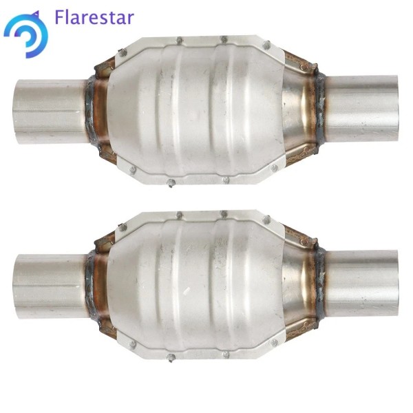 Silscvtt 2x Stainless Steel Universal Catalytic Converters Inlet/Outlet 2.25" Length