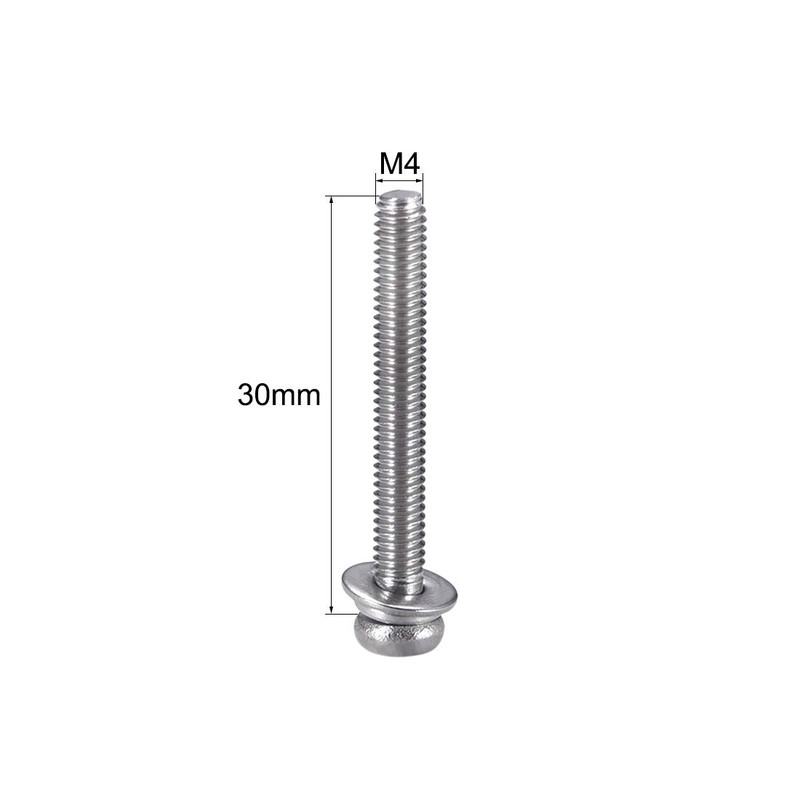 sourcing map M4 x 30mm Stainless Steel Phillips Pan Head