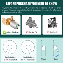 Heyalan Shower 8 Inch Head and Handle Set Round Shower Faucet Set Bathroom Rainfall Shower System Stainless Steel Showerhead Single Function Shower Trim Kit,Female Thread Valve,Brushed Nickel