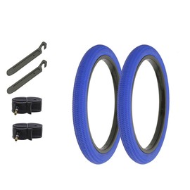 ALTALINE Bicycle 18" x 1.95" All Blue 2 Tires W/Tubes & Nylon Levers AL-1031 Smooth BMX Freestyle Bike Style | (Two Tire) + (Two Standard Tube) + (Two Nylon Lever)