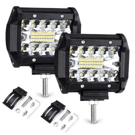 Qiilu Barra de Luces LED 2PCS 14400LM Off Road Light Triple Row Spot Flood Combo LED Work Driving Faros antiniebla para camioneta ATV