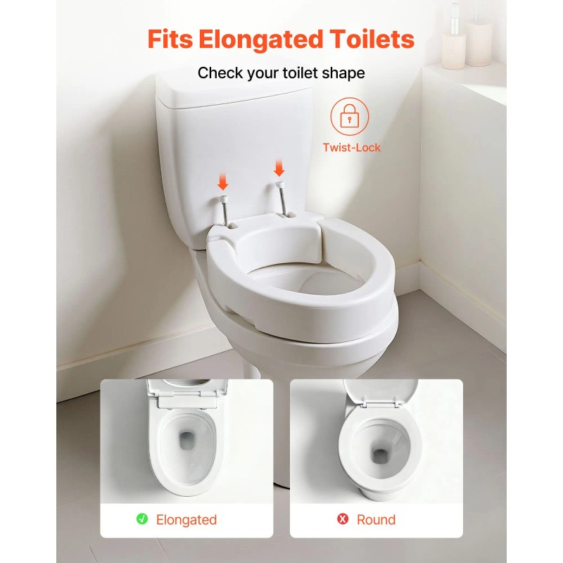 300 Lbs Load Capacity 3.5 Inch Lift Height Raised Toilet