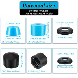 Shappy Pack of 20 Skateboard Bushings Longboard Bushings Skateboard Bushings + Skateboard Washers Kit of Replacement for Skateboard Skateboard Cup Washers Truck Cushions for 7 Inch Skateboards
