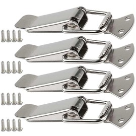4pcs Stainless Steel Tension Clasp with Screws, Spring Toggle Latch Hasp, Catch Clamp Clip, Box Closure, Toggle Latch，Tension Clasp，Cap Lock for Toolbox Drawer Chest Case Cabinet Toggle Latch