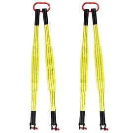 2 PCS Heavy Duty Lifting Slings Straps with D Ring Shackle