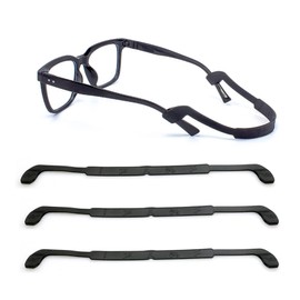 UPIONIC Eyeglass Strap Eyewear Retainers, Silicone Glasses strap, Non-slip Elastic Sports Straps for Men, Women, Kids, Sunglasses Straps,3Pcs,Black