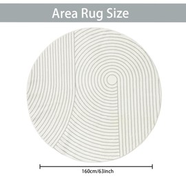 Lacomfy Round Indoor Area Rug Modern Line 5.3Ft Large Carpet Circle Geometric Line Mat Non Slip Washable Rug for Living Room Dorm Bedroom Dining Decor, Half Circle