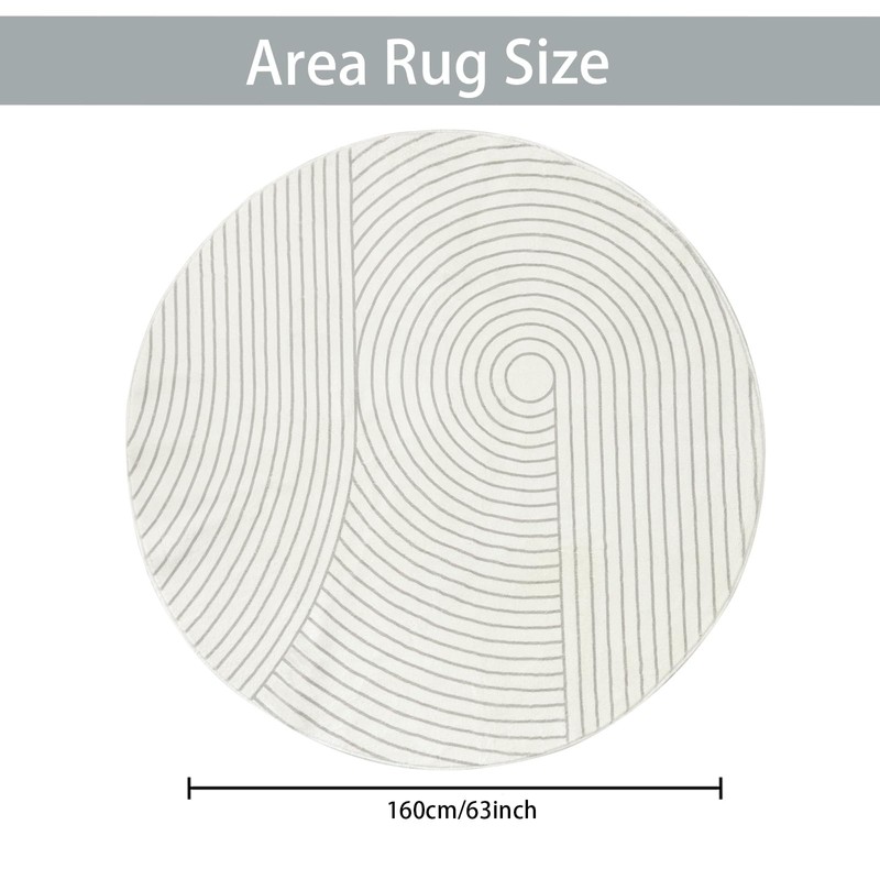 Lacomfy Round Indoor Area Rug Modern Line 5.3Ft Large Carpet