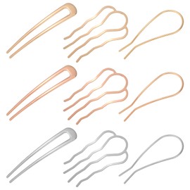 9PCS French Hair Pins for Women，Non-slip French Pins for Thick Hair Vintage Gold and Silver Hairpin U Shaped Metal French Hair Pin Metal Hair Fork with Combs for Girls Hair Accessories