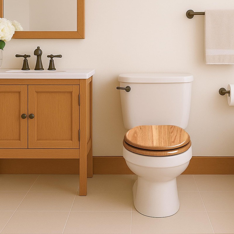 Toilet Seat, Oak Wood, Solid Wood, High Gloss Finish, PIKLiDS