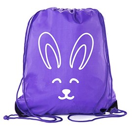 Mato & Hash Easter Basket Bags, Bulk Drawstring Backpacks, Party Favor Goody Bags for Easter - Purple CA2500Easter S5