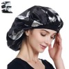 Alnorm Satin Sleep Cap Extra Large Double Layer Black Floral