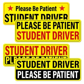 Pack 4 Pcs Funny Student Driver Sticker for Cars Vehicle Trucks Warning Security Signs Window Indoor Outdoor Bumper Stickers Waterproof Large Vinyl Decals Car Exterior Accessories