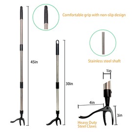 CB Stardust Manual Weeder, Long-Handled Standing Weeding Tool – Features a Stainless Steel Handle & 4-Claw Steel Head, Easily Remove Weeds Without Bending, Tugging, or Kneeling.