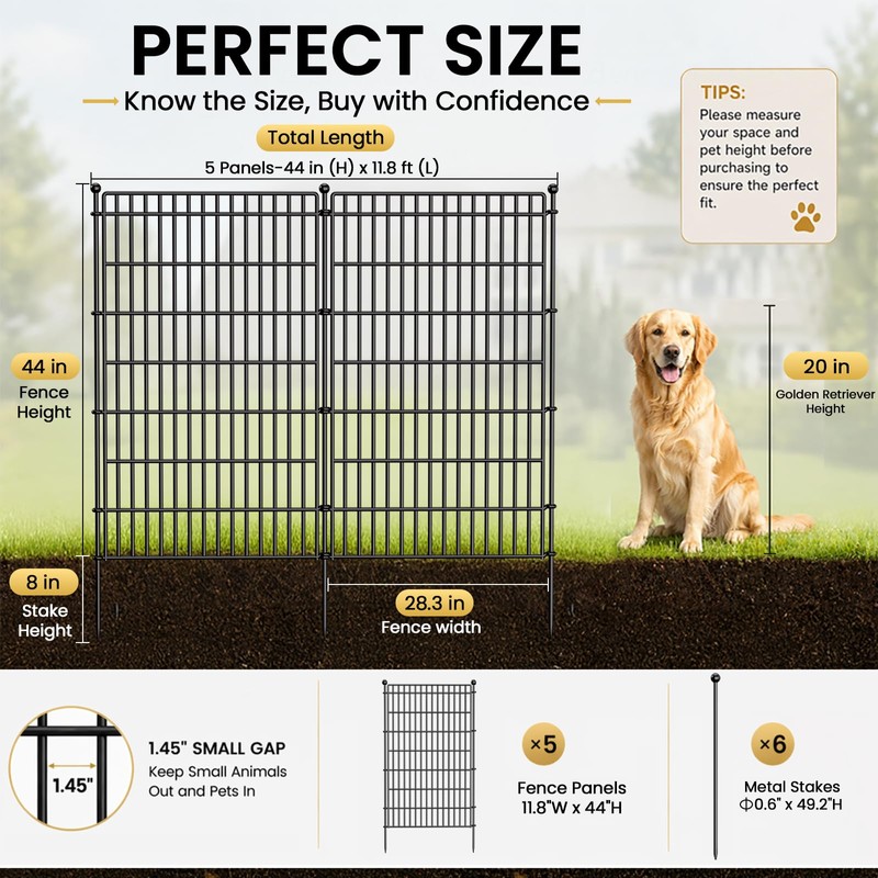 No Dig Garden Fence, Dog Fencing Outdoor for Yard, 5