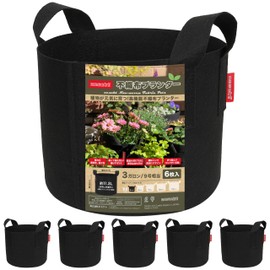 Nesekt Nonwoven Planter Cloth Pot, Home Garden, Vegetables, Set of 6, Grow Bag, Flowerpot (3 Gallon, Width 9.8 x Height 8.7 inches (25 x 22 cm)
