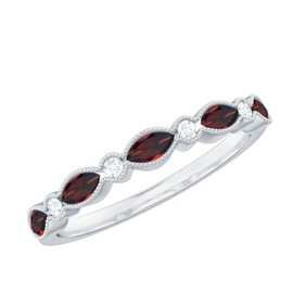 Rosec Jewels Natural Garnet Eternity Band in Silver, Aaa Quality, Garnet Moissanite Promise Ring For Women - Ready To Gift, 925 Sterling Silver, Size:US 6.50