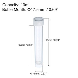 PATIKIL 10ml Liquid Meter Test Tube Measuring Tube Plastic 10pcs Freezer Container Storage Clear Screw Cap for Laboratory Science, Clear