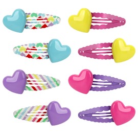 Wingchold Heart Snap Hair Clips for Girls - Colorful No Slip Metal Barrettes, Hair Accessories for Women and Teens - Love Hair Pins for Birthday Party, Christmas Gift