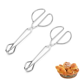 Pack of 2 Scissors Tongs, 25.3 x 9.3 cm Barbecue Tongs, Stainless Steel Barbecue Tongs, Scissors, Frying Tongs, Heat Resistant, Not Easy to Break, for Home Kitchen, Restaurant, Hotel, Outdoor Grill (Silver)