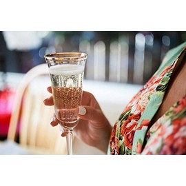 10 Strawberry Street Windsor 5.5 Oz Champagne Flute with Gold Band, Set of 4