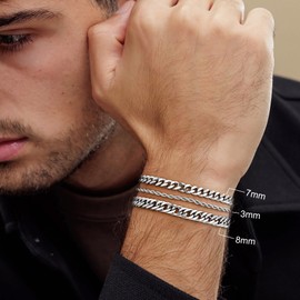 Yoosteel Silver Stackable Bracelets Stack for Men Non Tarnish