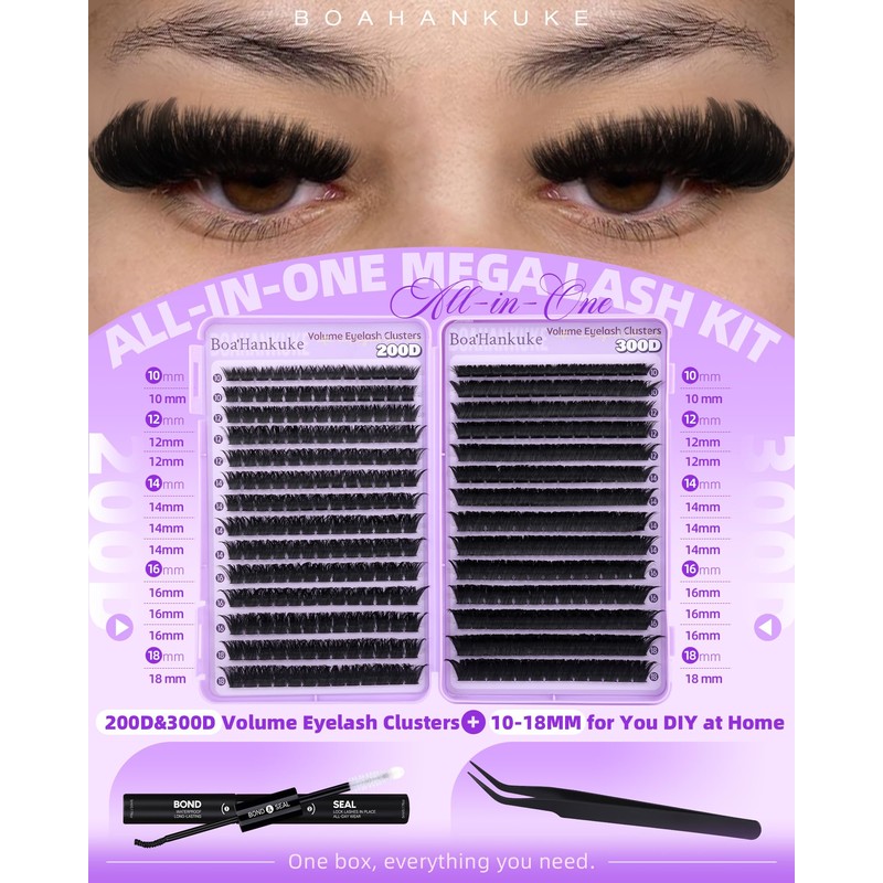 Lash Clusters Kit Thick Eyelash Clusters Kit 200D/300D Volume Individual