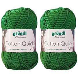 2 x 50 g Gründl Cotton Quick 100% Cotton, Crochet Yarn Mercerised, Gassed, Combed with Instructions for a Guinea Pig (114 Green)