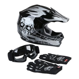 XFMT DOT Youth Kids Motocross Offroad Street Dirt Bike Helmet W/Goggles Gloves ATV Mx Skull Helmet