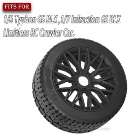 RCYouHott RC Tires Highway Tires for 1/8 Typhon 6s BLX,1/7 Infraction 6S BLX,Limitless RC Car,RC Wheels Set/Highway Wheel,Plastic Wheels,Black