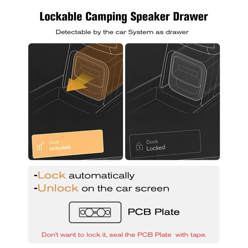 ECOZEN Lockable Camping Speaker Drawer for Rivian 2022-2025 R1T R1S