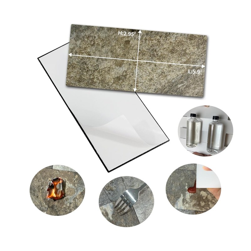 AULIGET 100-Piece Beige & Brown Slate Peel and Stick Backsplash