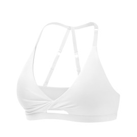 Women's Sports Bra, Open Back Design, Medium Impact, Adjustable Straps (CA/US, Alpha, Small, Regular, Regular, White)