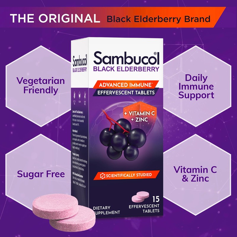 Sambucol Black Elderberry Effervescent Tablets - Elderberry with Zinc and