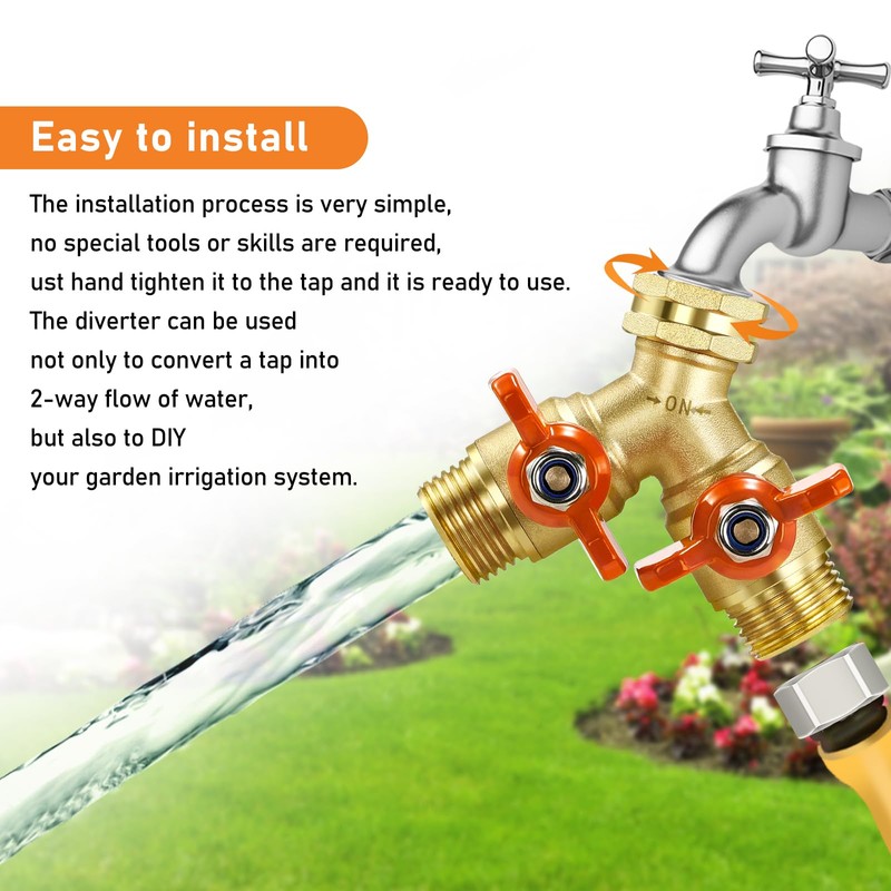 IPOW Upgrade Full Flow Garden Hose Splitter with Stainless Steel