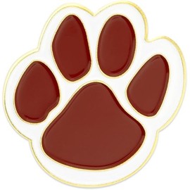 PinMart's Maroon and White Animal Paw Print Enamel Pin – Perfect Paw Print Apparel for School Mascot, Teacher Gift, Achievement Pins or Student Council Pins – 1 Piece