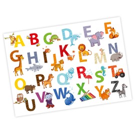 nikima Children's Animal ABC Poster in 3 Sizes A3/A2/A1 Animals Alphabet Letters Wall Picture Children's Room Beautiful Wall Decoration (A1-841 x 594 mm)