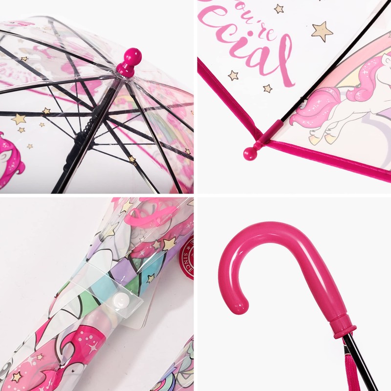 RONIARE 2 Pack Kids Clear Umbrellas for Rain Dome Bubble