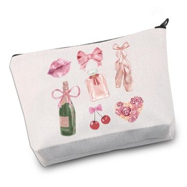 VAMSII Cocktail Coquette Gift Cocktail Lover Makeup Bag Cocktail Girls Club Gifts Pink Bow Gift for Women (Cocktail Bow)