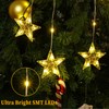 Marchpower 9 Stars Curtain Lights Warm White, IP65 Battery Operated