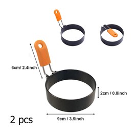 Egg Ring, Round Egg Rings, 2pcs Stainless Steel Egg Rings, Round Egg Rings Non Stick Stainless Handle Fried and Poached Egg and Nonstick Pancake Cooking Rings Egg Egg Moulds for Fried Eggs