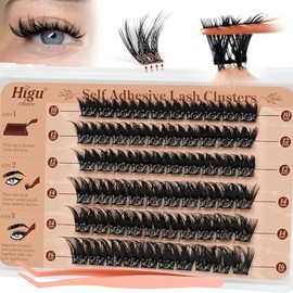 Preglued Eyelash, Higu clace Volume Pre Glued Cluster Lashes Mix 10-16mm, 60pcs Preglued Eyelashes No Glue Needed Easy to Use, DIY Eyelash Extension at Home(Volume A02)