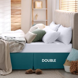 Utopia Bedding Base Valance Sheet Double- Soft Brushed Polyester-Microfibre - Pleated - Fits Under the Mattress & Down to the Floor - Bed Base Skirt (Teal)
