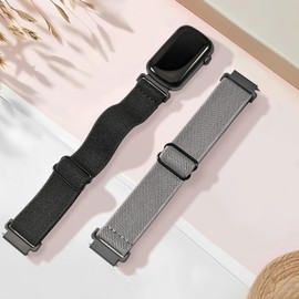 HQzon 2 Pack Stretchy 16mm Nylon Bands Compatible with FITVII HM08/MorePro HM08/Amzhero-Runfit D26/KALINCO Slim Fitness Tracker