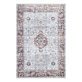 Bloom Rugs Caria Washable Non-Slip 3x5 Rug - Blue/Charcoal Traditional Area Rug for Living Room, Bedroom, Dining Room, and Kitchen - Exact Size: 3' x 5'